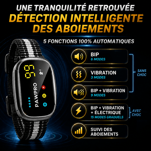 Collier Anti-Aboiement PAWPRO - Recommandé Vétérinaire